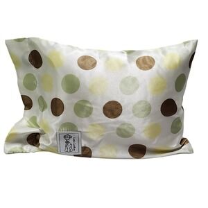 Little Giraffe Satin Dot Toddler Travel Nap Small Pillow Polka Dot Brown Green